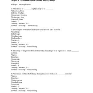 Test Bank for Fundamentals of Anatomy and Physiology